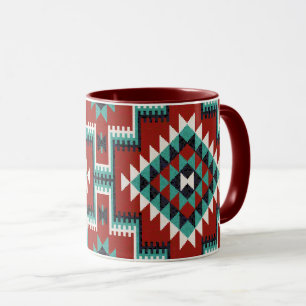 Taza Patrón kilim oriental verde rojo blanco negro