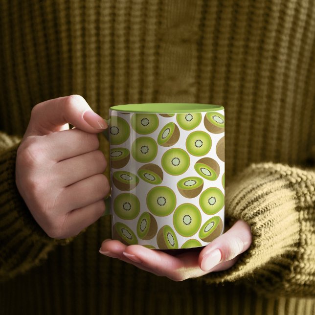 Taza Patrón Kiwi de corte simple (Kiwi Pattern Lime Green Mug)
