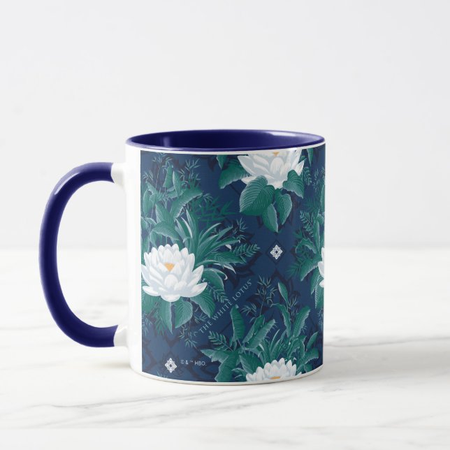 Taza Patrón Lotus de la medianoche blanca (Izquierda)