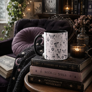 Taza Patrón mágico de bruja whimsigoth rosa