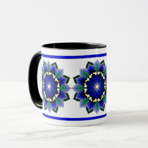 Taza Patrón Mandala 02 en negro azul Mug