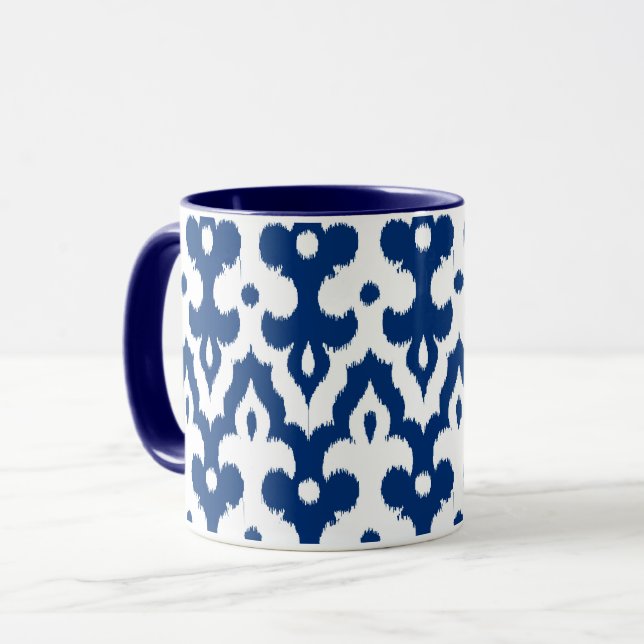 Taza Patrón marroquí de damasco de Ikat, azul cobalto y (Anverso izquierdo)
