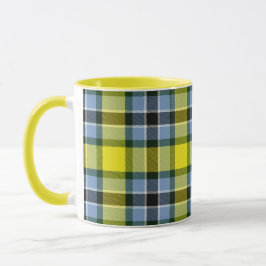 Taza Patrón moderno azul y amarillo Tartán