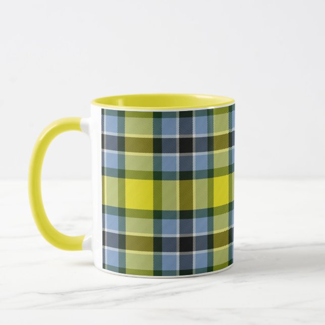 Taza Patrón moderno azul y amarillo Tartán (Izquierda)