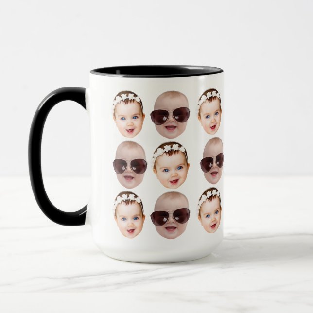 Taza Patrón moderno de cara al bebé abuelo Padre cumple (Izquierda)