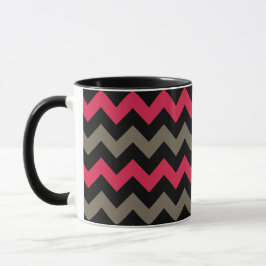 Taza Patrón moderno de chevron rojo gris negro