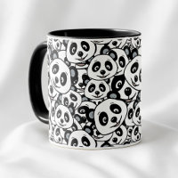 Patrón moderno de oso panda lindo en blanco y negr