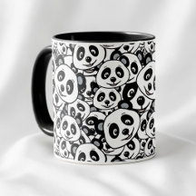 Patrón moderno de oso panda lindo en blanco y negr
