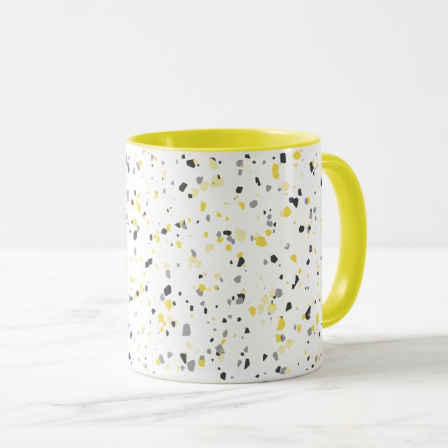 Taza Patrón moderno geométrico amarillo gris Terrazzo (Anverso derecho)