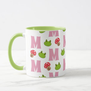 Taza Patrón monograma de hongos de rana