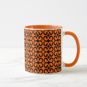 Taza Patrón naranja y negro