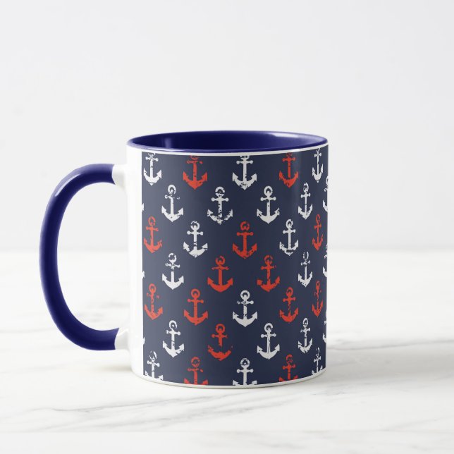 Taza Patrón Naval Azul Y Blanco Rojo (Izquierda)