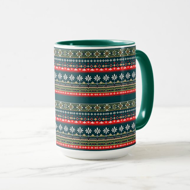 Taza patrón navideño nórdico (Anverso derecho)