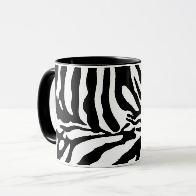Taza Patrón negro de cebra blanco animales salvajes de  (Anverso izquierdo)