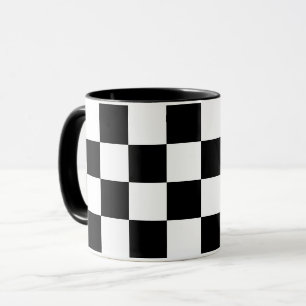 Taza Patrón negro y blanco de verificación