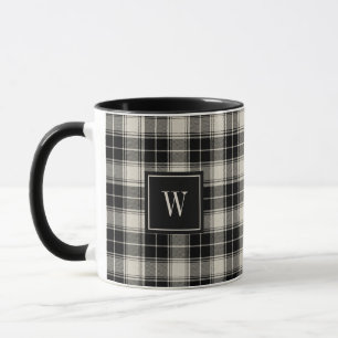 Taza Patrón negro y blanco roto con monograma