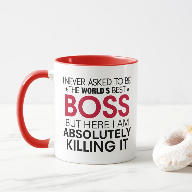 Taza Patrón, nunca pedí ser el mejor jefe del mundo (Con donut)