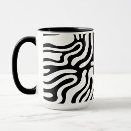 Taza Patrón ondulado abstracto en blanco y negro