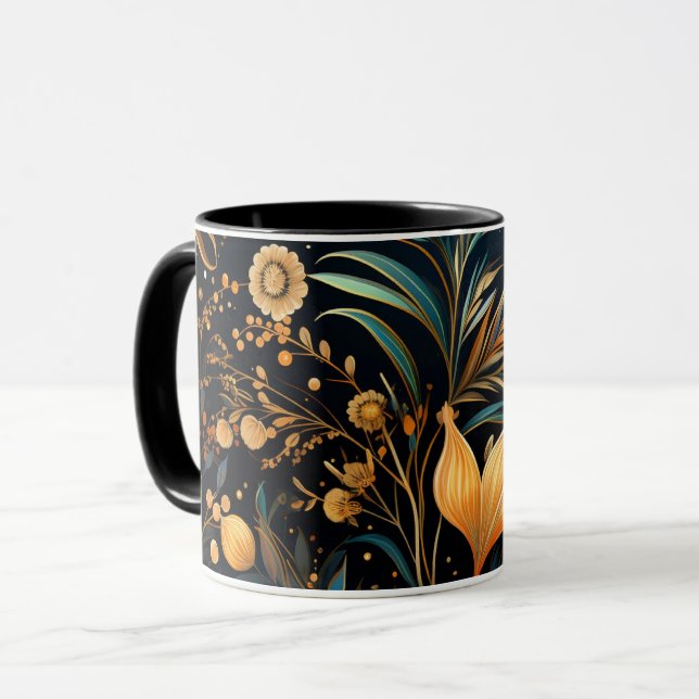 Taza Patrón Ornamental Negro y Oro (Anverso izquierdo)