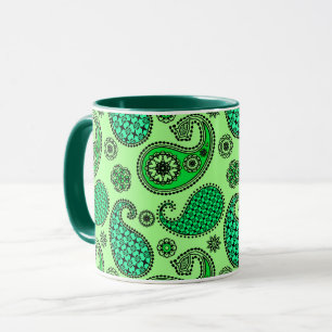 Taza Patrón paisley, jade y verde menta