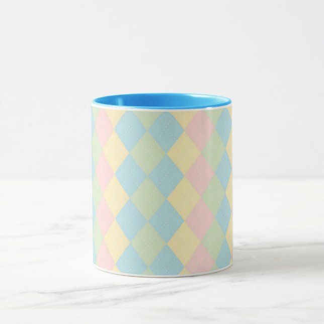 Taza Patrón pastel de primavera argyle (Centro)