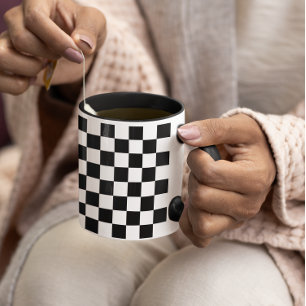 Taza Patrón Pequeño a Cuadros Negro y Blanco