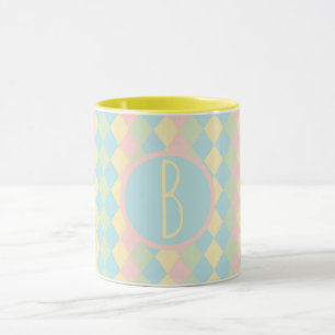 Taza Patrón personalizado de argyle de colores pastel d