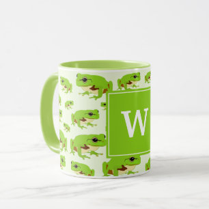 Taza Patrón personalizado de rana de árbol verde lind