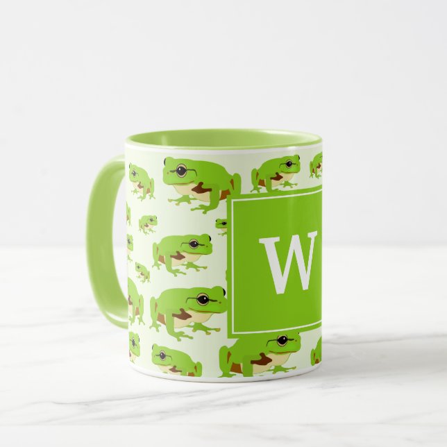 Taza Patrón personalizado de rana de árbol verde lindo  (Anverso izquierdo)
