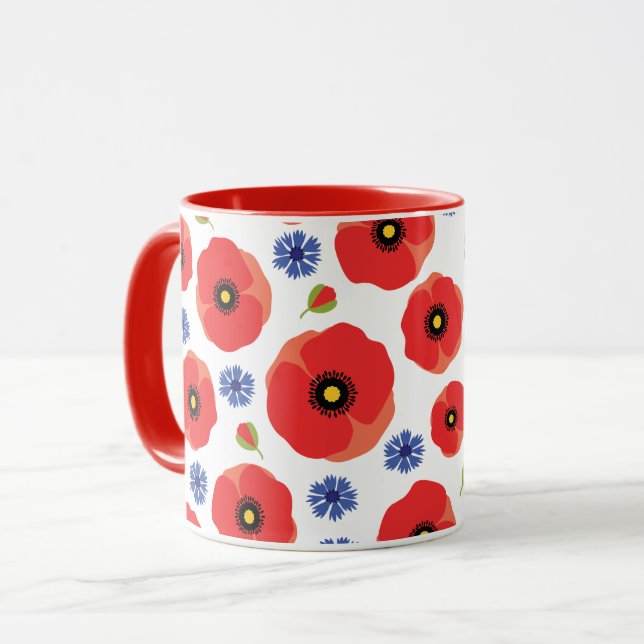 Taza Patrón Poppys Y Cornflowers (Anverso izquierdo)