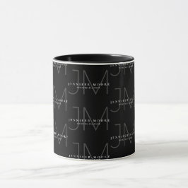 Taza Patrón profesional de monograma blanco y negro