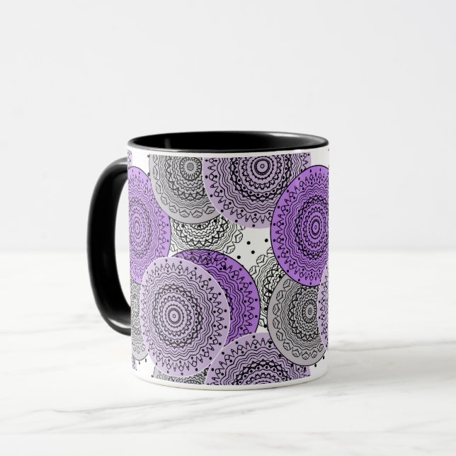 Taza Patrón púrpura rosa Mandala árabe estilo oriental (Anverso izquierdo)