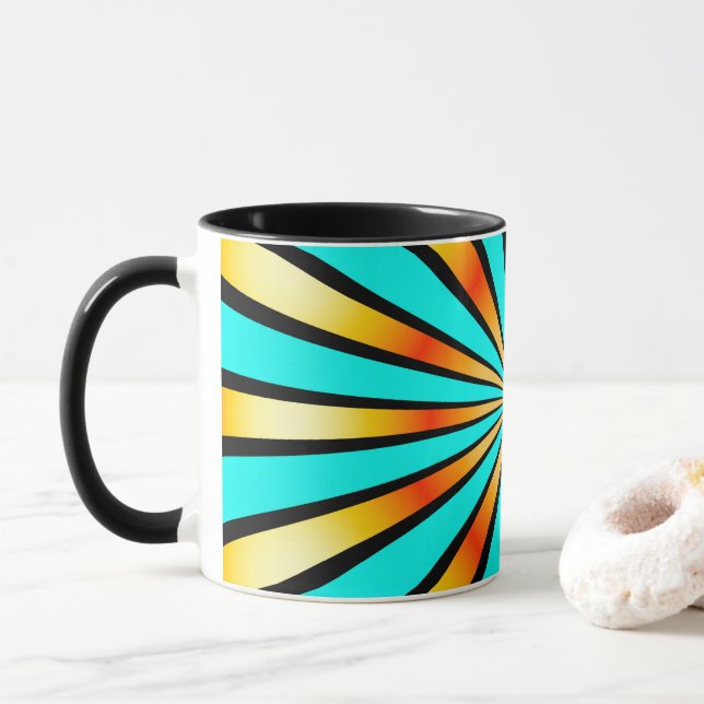Taza Patrón radial amarillo verde negro (Con donut)