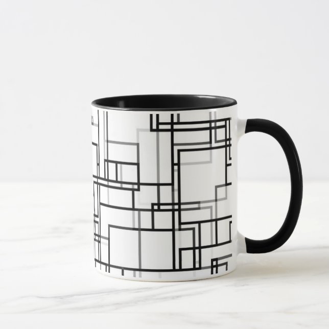 Taza Patrón resumen en blanco y negro (Derecha)