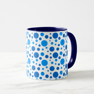 Taza Patrón Retro de Lunares y Círculos en Azules