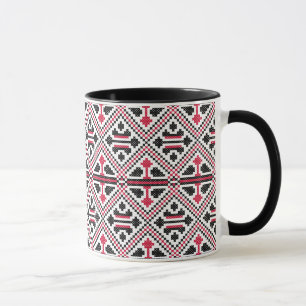 Taza Patrón retro de punto cruzado rojo y negro