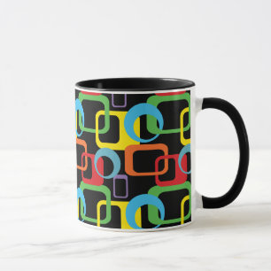 Taza Patrón retro multicolor geométrico