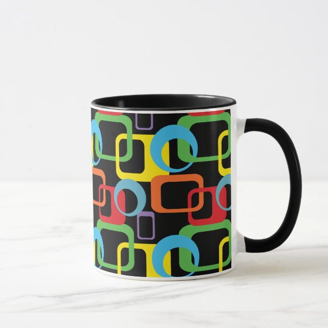 Taza Patrón retro multicolor geométrico (Derecha)