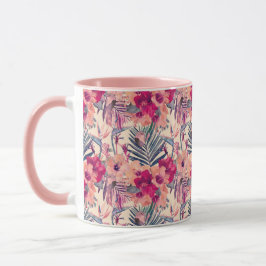 Taza Patrón retro tropical hibiscus wren