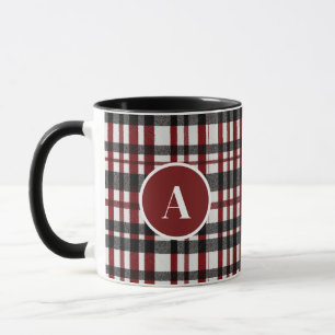 Taza Patrón rojo y blanco rústico