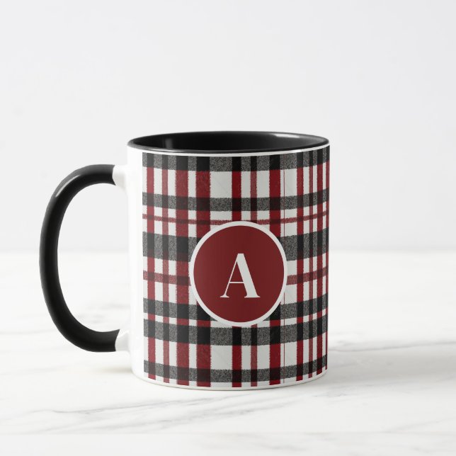 Taza Patrón rojo y blanco rústico (Izquierda)