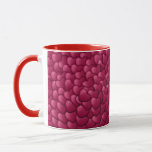 Taza Patrón Romántico de Corazones Rojos 3D-32322