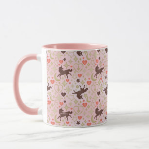 Taza Patrón rosa estrella y corazón de Unicornio Afro