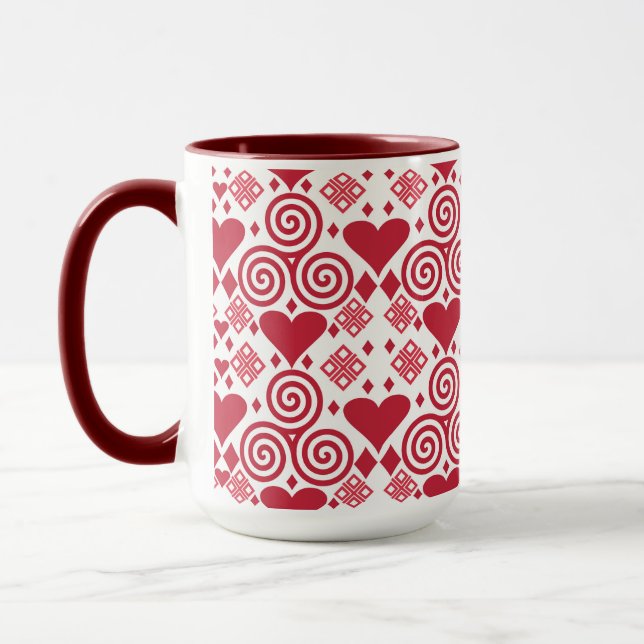 Taza Patrón rosa, rojo y blanco de amor el día de San V (Izquierda)