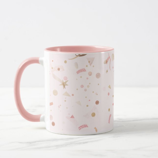 Taza Patrón rosa y dorado festivo (Izquierda)