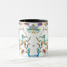 Taza Patrón sin foco con pavo real y flores