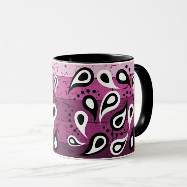 Taza Patrón textil ornamental Pink Paisley (Anverso derecho)