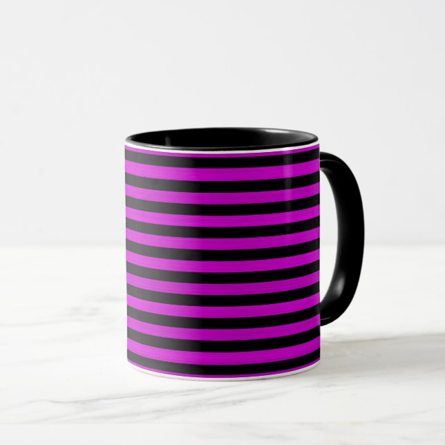 Taza Patrón transparente de rayas negras rosadas (Anverso derecho)