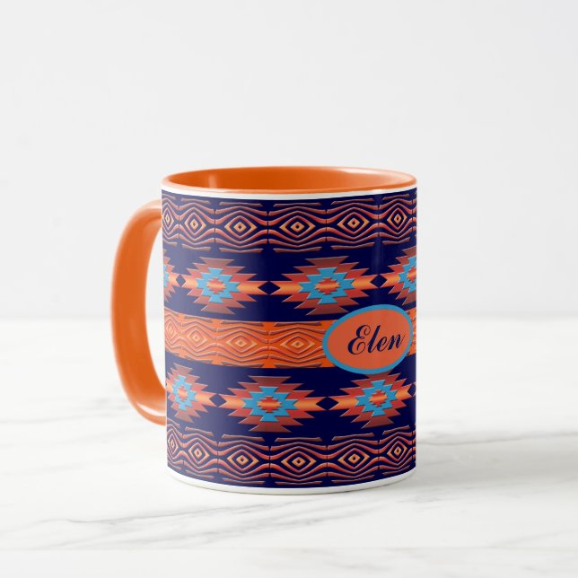 Taza Patrón tribal étnico del suroeste. (Anverso izquierdo)