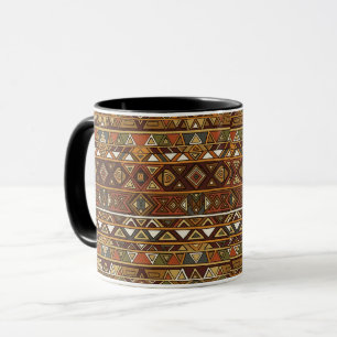 Taza Patrón tribal geométrico sin soldadura terrenal